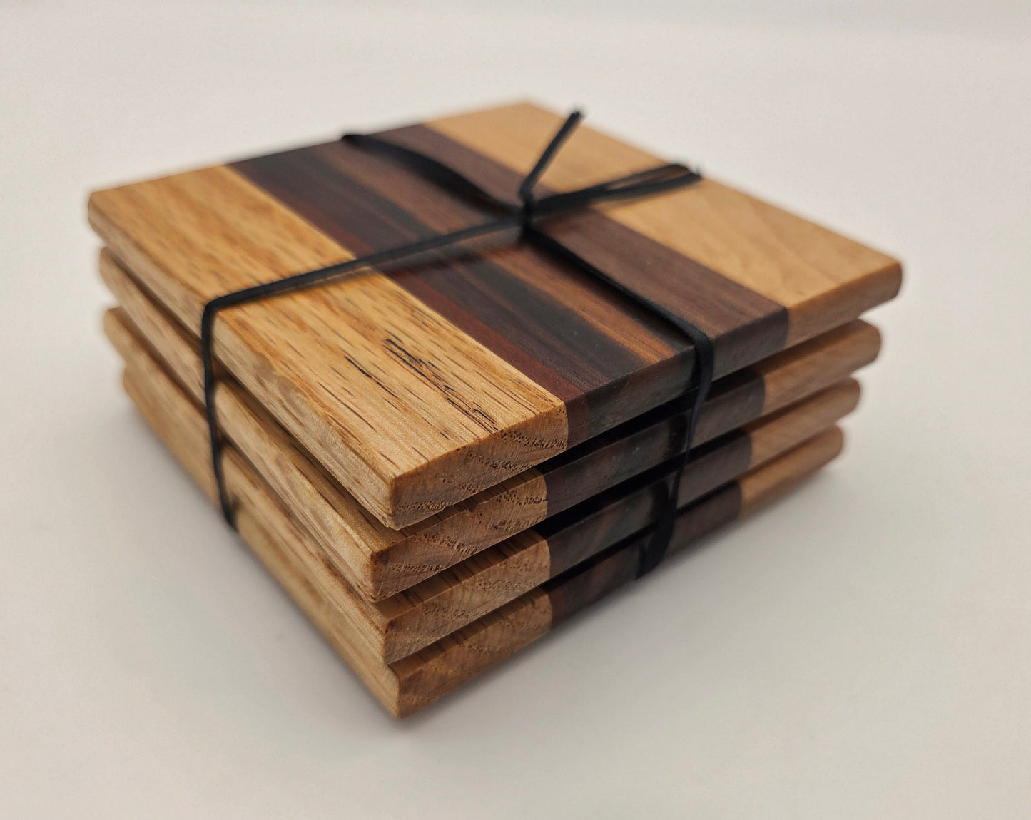 White Oak, Black Walnut, Maple and Cherry Wooden Coaster Set
