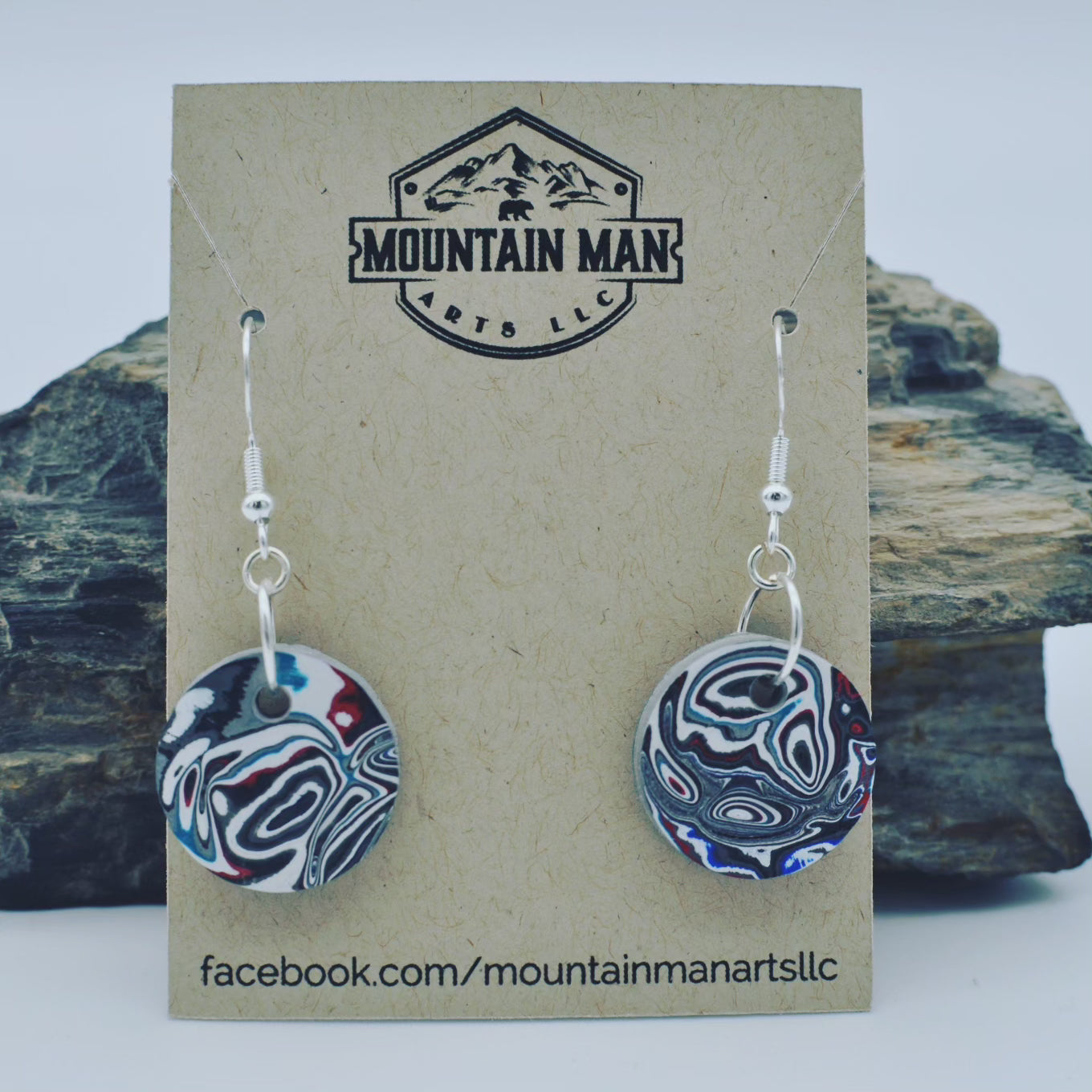 Red White and Blue Fordite Earrings